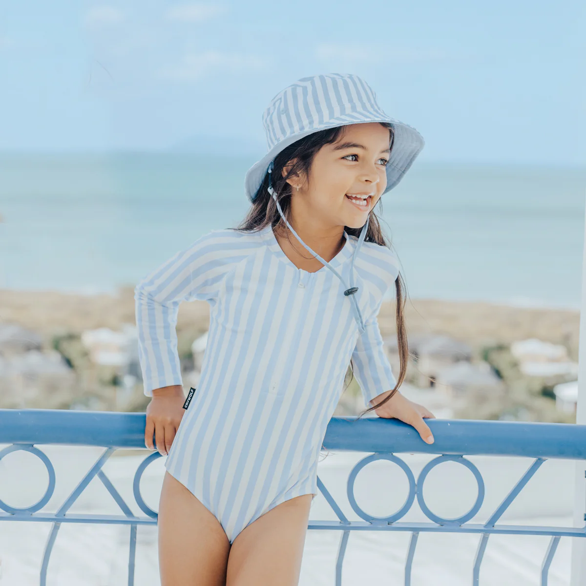 LONG SLEEVE SWIMSUIT Sky Blue Stripe - Image 4