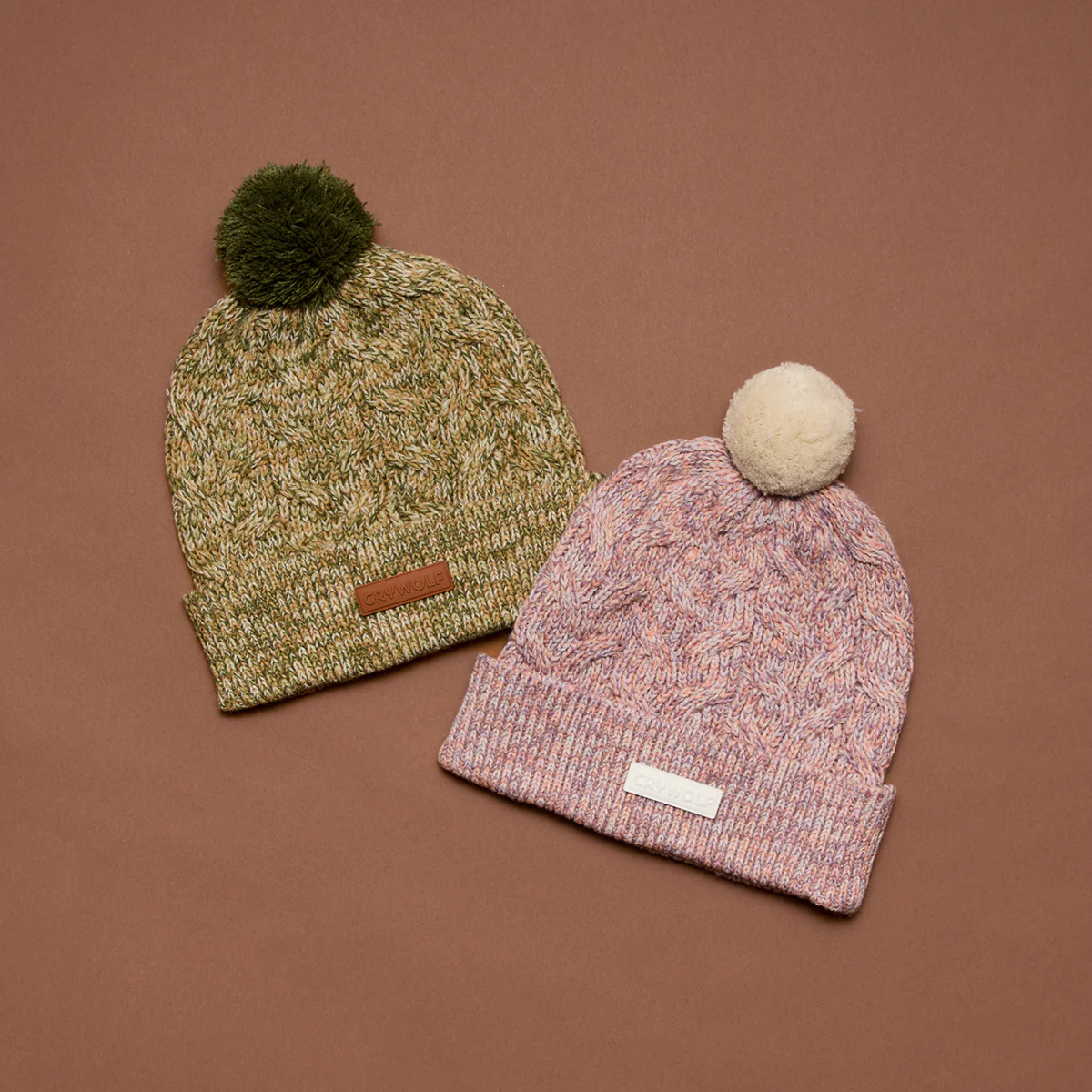 POM POM BEANIE Olive Speckle - Image 6