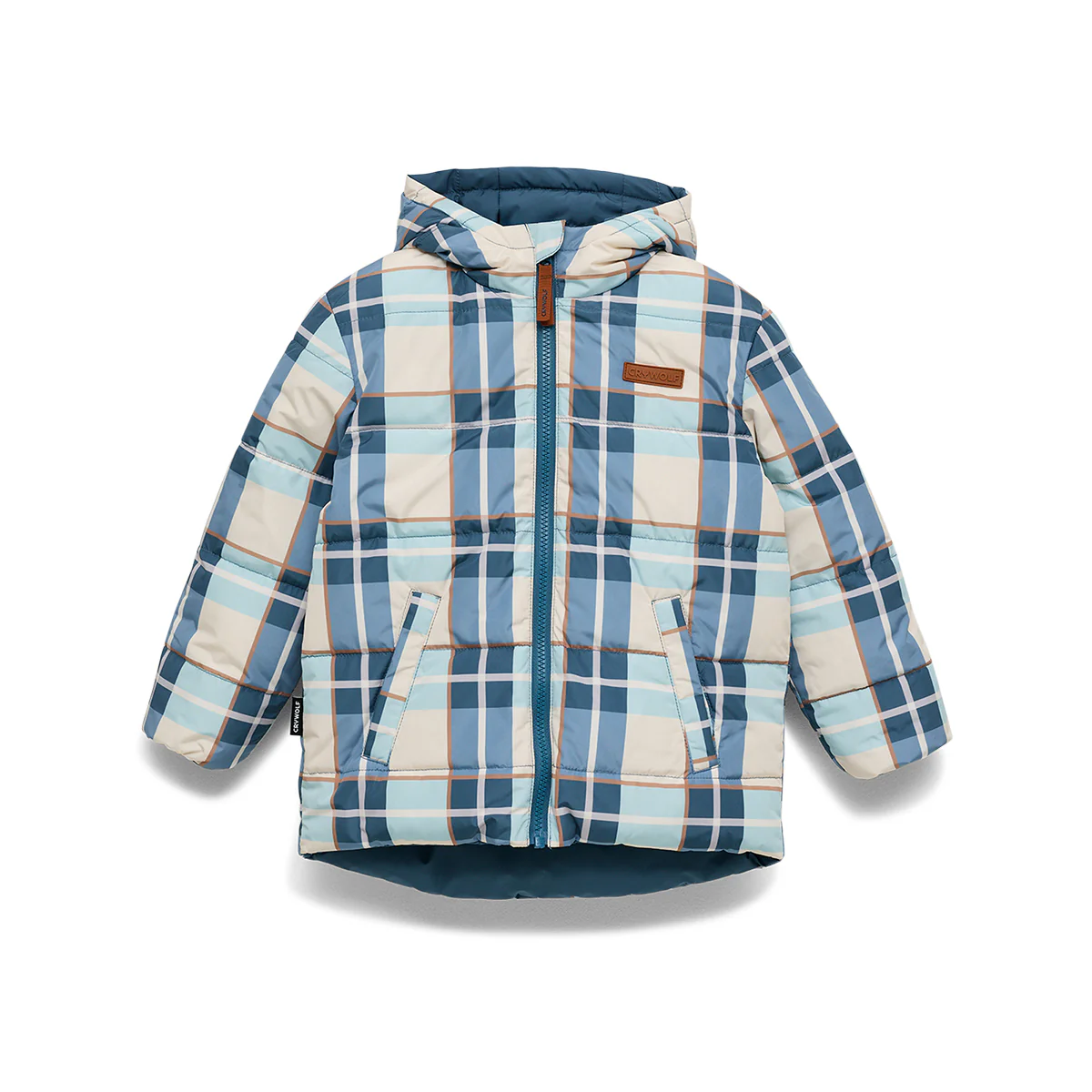 REVERSIBLE ECO-PUFFER Blue Plaid - Image 3