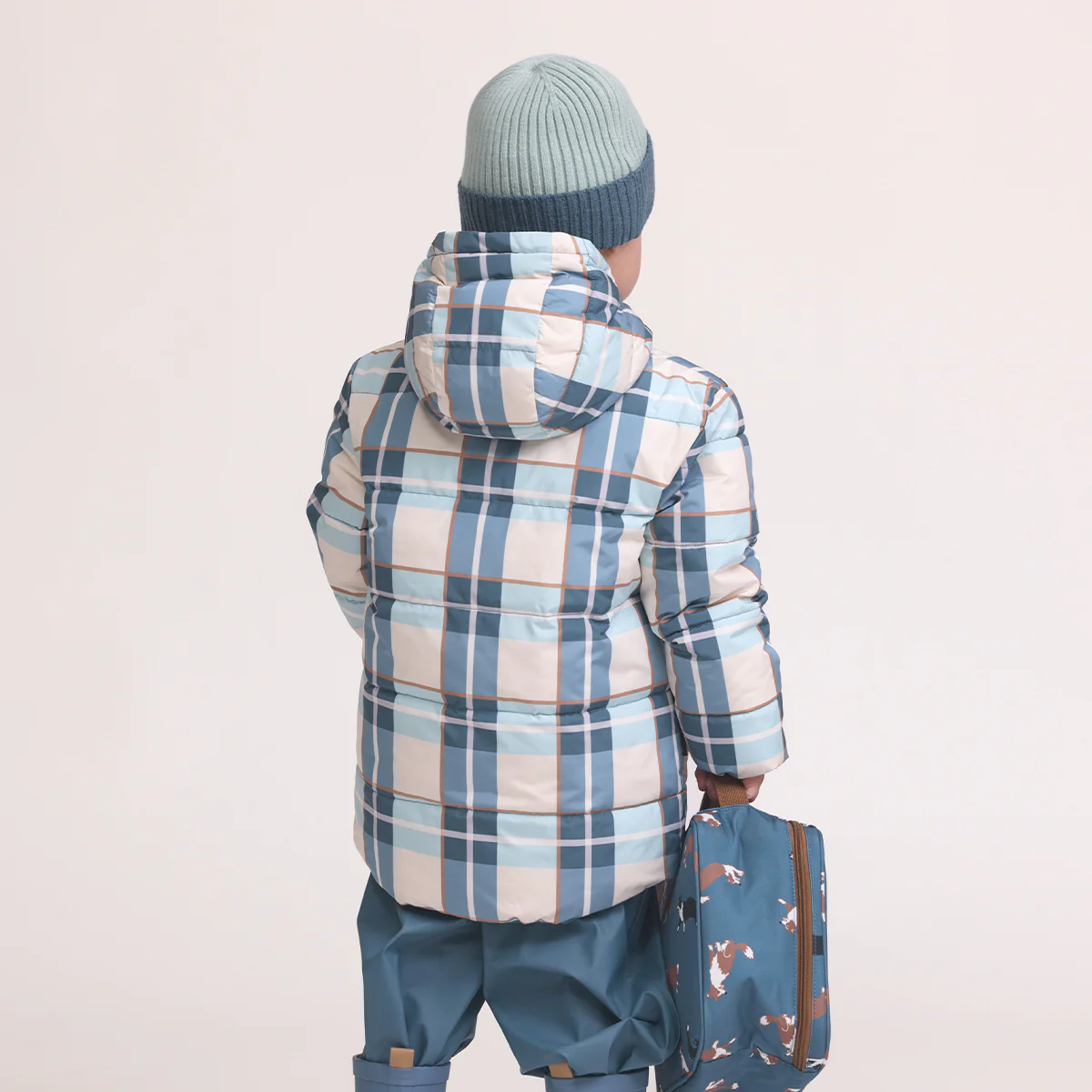 REVERSIBLE ECO-PUFFER Blue Plaid - Image 8